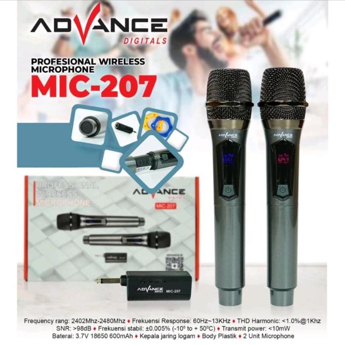 Gambar Advance MIC 207 Profesional 2 Mic Wireless Microphone Karoke Mic Duet dari HEALTH CCARE undefined Tokopedia