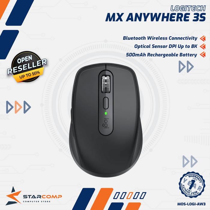 Gambar Logitech MX Anywhere 3S Mouse Wireless Bluetooth Silent Click Rechargeable Battery - Graphite dari Starcomp Semarang undefined Tokopedia