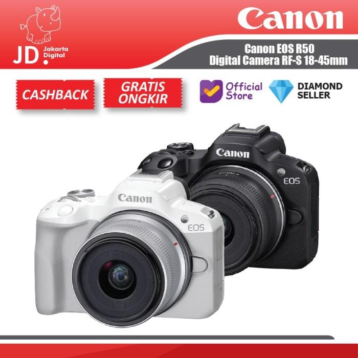 Gambar Canon EOS R50 / EOS R 50 Kit RF-S 18-45mm f/4.5-6.3 IS STM Camera Digital with Lens - STANDARD, Putih dari Jakarta Digital 8 undefined Tokopedia