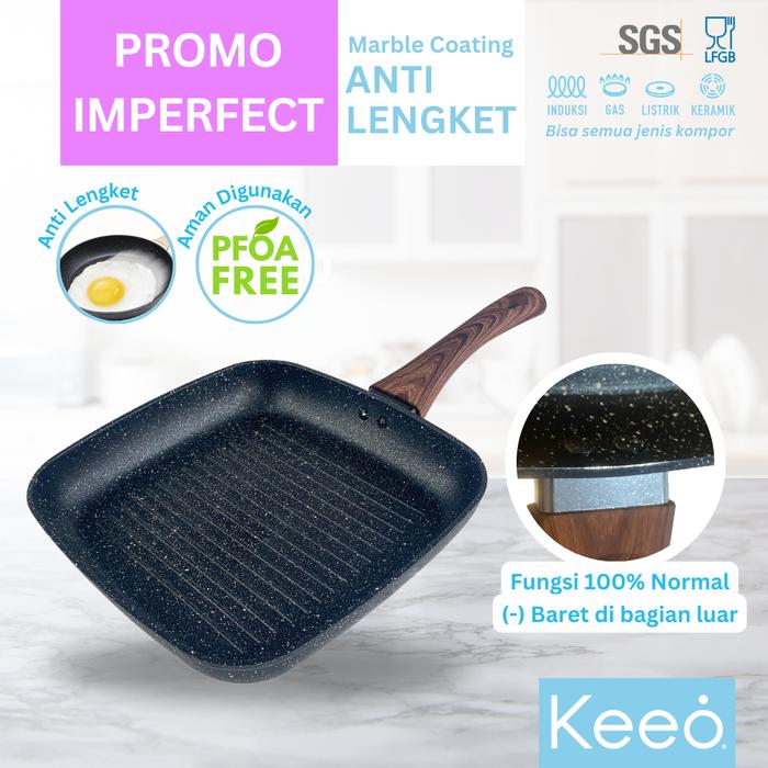 Gambar [IMPERFECT] Keeo Wajan Penggorengan dan Panci Anti Lengket Marble Granit - GP24Hitam Luka dari Keeo Home undefined Tokopedia