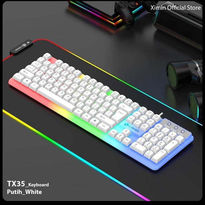 Gambar Ximin Kombo Keyboard dan Mouse Gaming dengan Lampu RGB Cahaya / Termasuk Mouse dan Keyboard - Keyboard Mekanikal untuk PC Desktop dan Laptop - Kabel USB / Keyboard Komputer Berkualitas Tinggi - Putih TX-35 dari Luma-store1 undefined Tokopedia