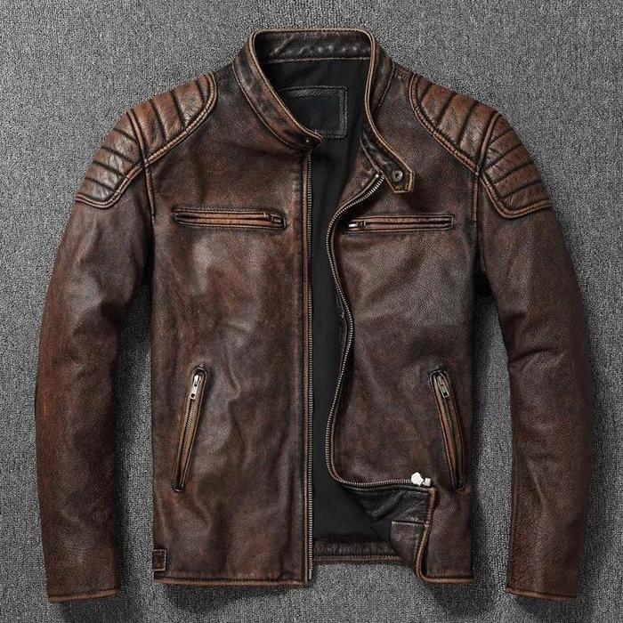 Gambar BRO STORE - Jaket Kulit Asli-Jaket Motor Kulit DombaAsli 100%-Jaket Kulit Domba Garut-Jaket Kulit Pria Biker Touring - Tan, XS dari Bro_Store ID undefined Tokopedia
