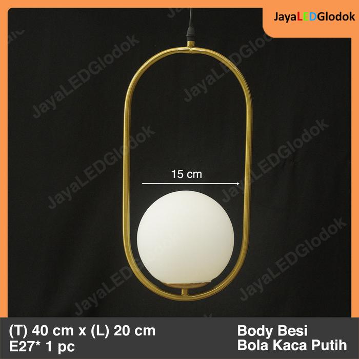 Gambar Lampu Gantung Minimalis Ruang Makan Emas Bola Kaca Putih Cafe 15 20 cm - A - Kaca 20 cm dari JAYA LED GLODOK undefined 3 Tokopedia