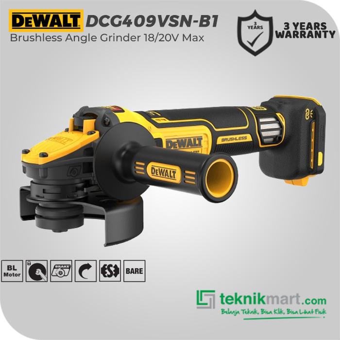 Gambar Dewalt Brushless Angle Grinder / Gerinda Tangan Baterai 18/20V Max 4"/100mm DCG409VSN-B1 (Unit Only) - DCG409VSN Only dari Teknikmart undefined Tokopedia