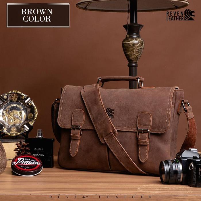 Gambar BRO STORE - Asgard Bag Tas Selempang Laptop Kerja Pria Kulit Sapi Asli Original Aesthetic Branded Kualitas Premium Tas Selempang Pria Kulit Sling Bag Messenger - Cokelat Tua, 14 INCH dari Bro_Store ID undefined Tokopedia