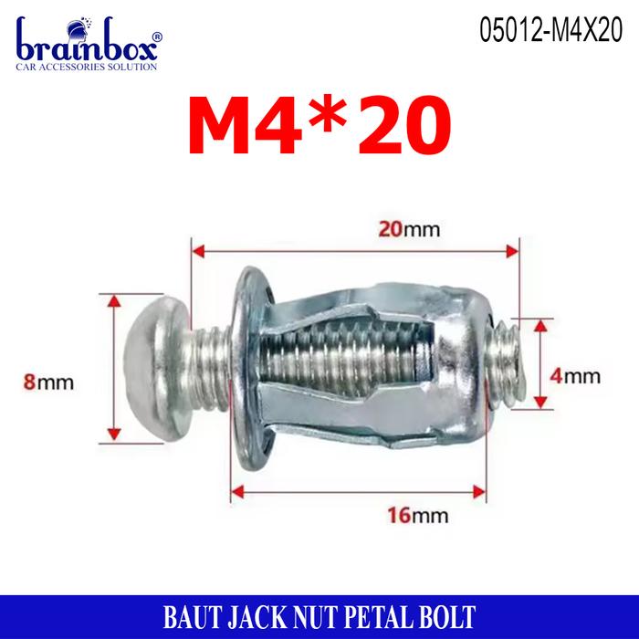 Gambar Baut Jack Nuts Sekrup Plat Baut Mur Drat Petal Bolt Rivet Metal Fisher - M4x20 dari Brainbox Car and Home undefined Tokopedia