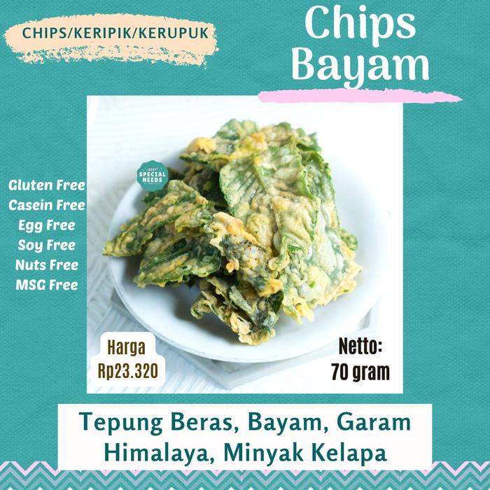 Gambar Chips Keripik Bayam Non MSG - Gluten Free - Diet Special Needs dari Diet Special Needs undefined Tokopedia