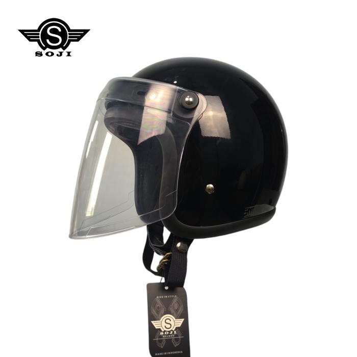 Gambar SOJI Helm Slim Head 500-TX Polos Kaca Venom Clear - Hitam Gloss, M dari SOJI Helmet Official Store undefined Tokopedia