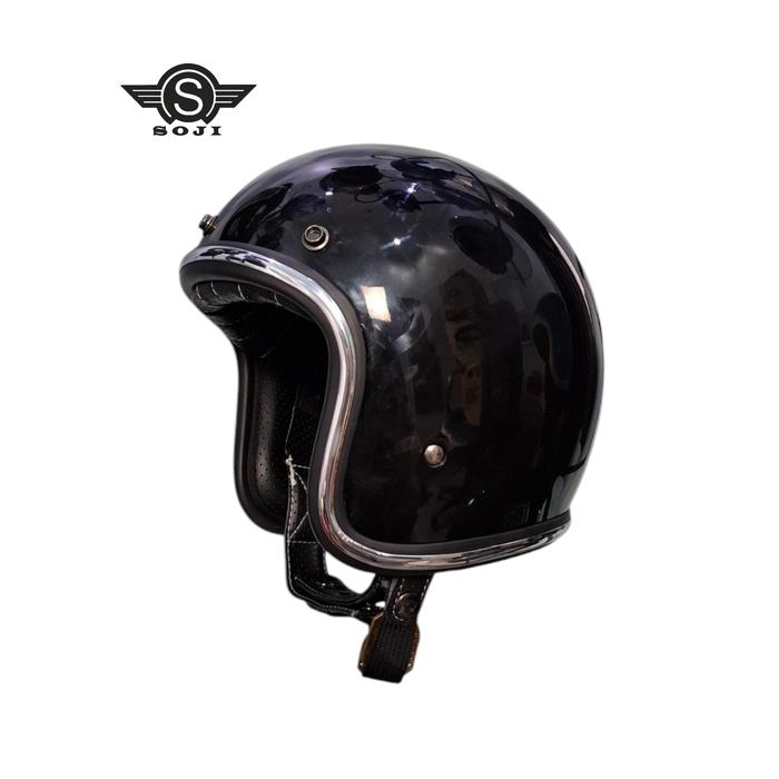 Gambar SOJI Helm Slim Head 02 500tx List Chrome Helm Only - Hitam Gloss, M dari SOJI Helmet Official Store undefined Tokopedia
