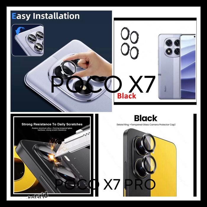 Gambar Xiaomi Poco X7 Pro / Poco X7 5G Ring Camera Tempered Glass Kamera Lens Anti Gores Screen Guard - HITAM., POCO X7 PRO. dari T-ORIGINAL STORE undefined Tokopedia