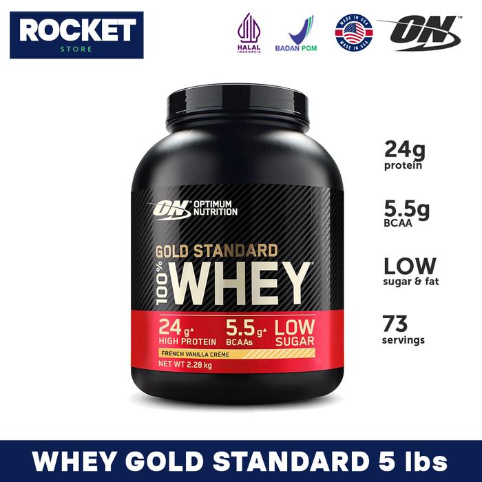 Gambar ON Optimum Nutrition Whey Gold Standard 5 lbs Whey Protein Isolate WGS - French Vanilla, TANPA BONUS dari Rocket Store Jakarta undefined Tokopedia