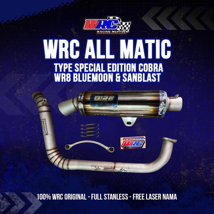 Gambar WRC KNALPOT  RACING TYPE SPECIAL EDITION COBRA WR8 BLUEMOON & SANBLAST ALL MATIC FREE REQUEST 100% WRC ORIGINAL / FREE LASER NAMA / FREE REQUEST SUARA / WRC RACING EXHAUST / WRC KNALPOT INDONESIA / KNALPOT MOTOR / FREE STICKER - INLET 38 dari tukangknalpot undefined Tokopedia