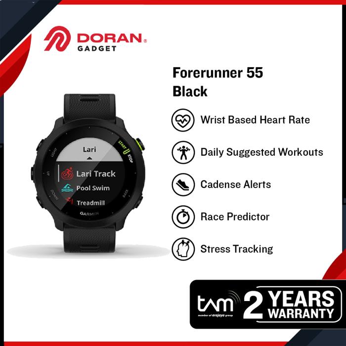 Gambar Garmin Forerunner 55 FR 55 GPS Smartwatch - Original Garansi TAM 2th - Black dari Doran Gadget Store undefined Tokopedia