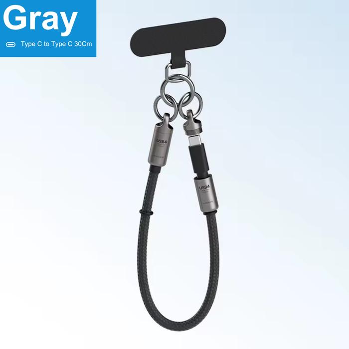 Gambar Hagibis GS200-30Cm USB4 Phone Lanyard Cable Portable USB C to Type-C Wrist Lanyard Cable 240W 80Gbps for Thunderbolt 4/5 iPhone 16 Pro SSD - Gray dari Hagibis Indonesia undefined Tokopedia