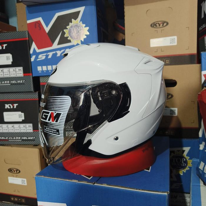 Gambar HELM GM FURRY SOLID DOUBLE VISOR SNI - White, XL dari VIRGO HELM undefined Tokopedia