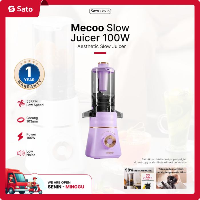Gambar Mecoo Aesthetic Slow Juicer Big Funnel Corong Extra Besar EasyClean 100 Watt - Irish Lilac dari SATO Indonesia undefined Tokopedia