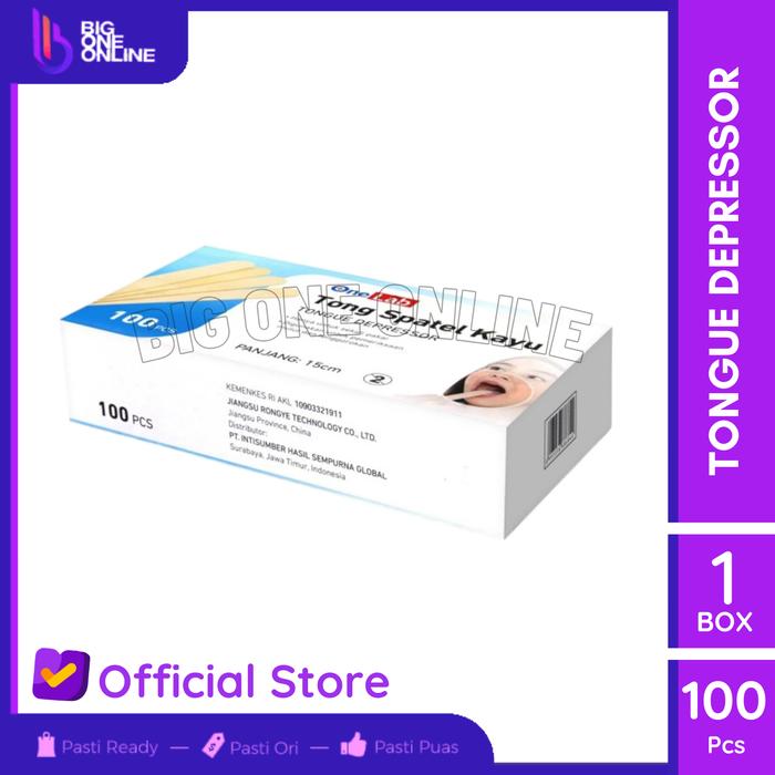 Gambar OneMed Wooden Tongue Depressor, Tong Spatel Kayu, Spatula Lidah Kayu - 100pcs dari Big One Online undefined Tokopedia
