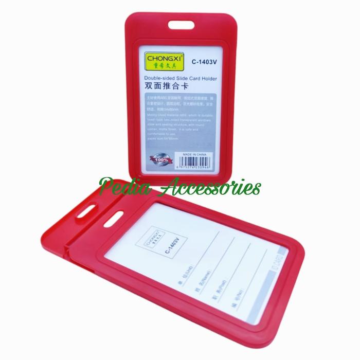 Gambar Tempat Kartu Id Card C 1403 V Plastik Sliding 2 Sisi Bening Transparan Holder Id Card Sliding - Merah dari Pedia Accessories undefined Tokopedia