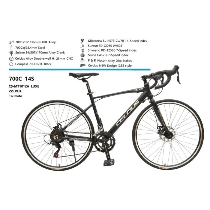 Gambar Sepeda celcius balap ROADBIKE LUXE 700c ukuran 50 - Hitam, LUXE 14SP dari celciusodessy.bike undefined Tokopedia