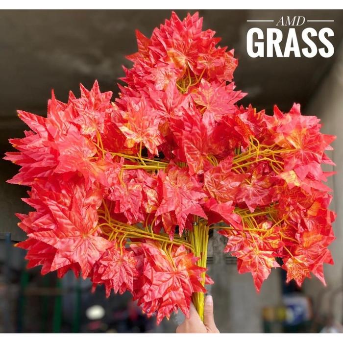 Gambar Daun Tangkai Maple Orange Artificial Sintetis - Orange dari AMD Grass Malang undefined Tokopedia