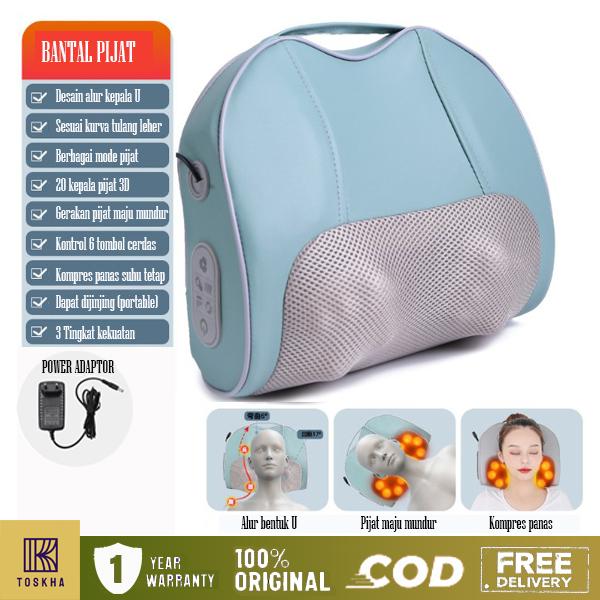 Gambar Bantal Pijat Leher Bahu Belakang Tubuh Elektrik - Hijau dari TOSKHA STORE undefined Tokopedia