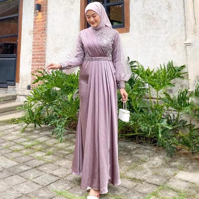 Jual Gamis Adeva Dress Brokat Kombinasi Fashion Muslim Wanita