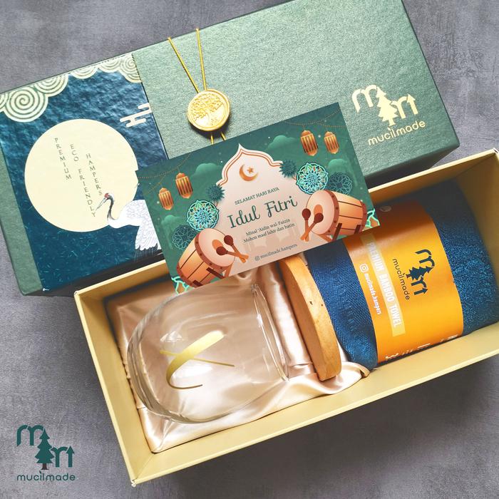 Gambar PARCEL LEBARAN PAKET HADIAH KADO WEDDING PERUSAHAAN COMPANY GIFT SET - GLASS TOWEL SET dari Mucil Made undefined Tokopedia