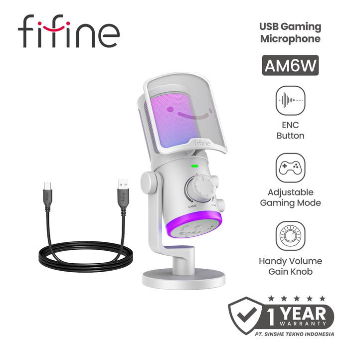 Gambar Fifine AM6 Microphone Condenser Game/Chat Mix Noise Suppression Monitoring I/O Level & RGB Controls Mic Gaming Streaming - White dari ST-Toms.co undefined Tokopedia
