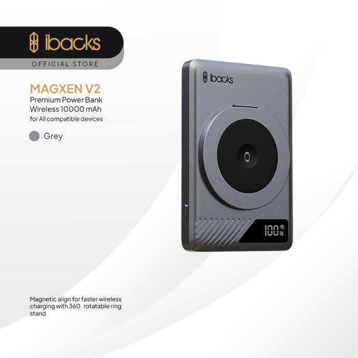 Gambar Ibacks Magxen V2 Powerbank wireless 10000mah Travel to Go compatible for handphone/ smartwatch/ TWS - Gray dari Ibacks Official undefined Tokopedia