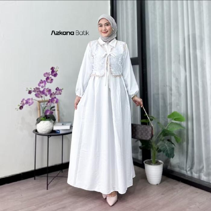 Gambar Baju Gamis Syari Wanita Terbaru Amanda Maxi Dress Termurah - Putih, XL dari Lapak Jaya22 undefined Tokopedia