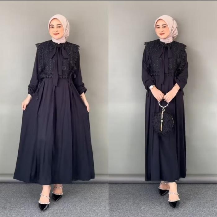 Gambar baju gamis syari wanita terbaru Kahlia Maxi Dress Termurah - Hitam, M dari Lapak Jaya22 undefined Tokopedia