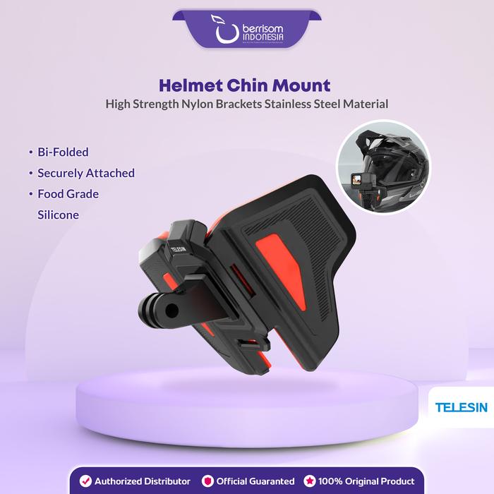 Gambar TELESIN Helmet Chin Mount Bracket Helm Mounting Strap Motor MotoVlog MERAH For Action Cam Camera Kamera Dagu Helem Moto Vlog dari Berrisom Indonesia undefined Tokopedia