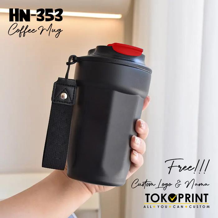 Gambar H353 Kopi Tumbler Mug Coffee Stayreal Premium Handle Termos Leisure Vacuum Stainless Steel 304 400ML - Hitam, Polos dari TokoPrint1 undefined Tokopedia