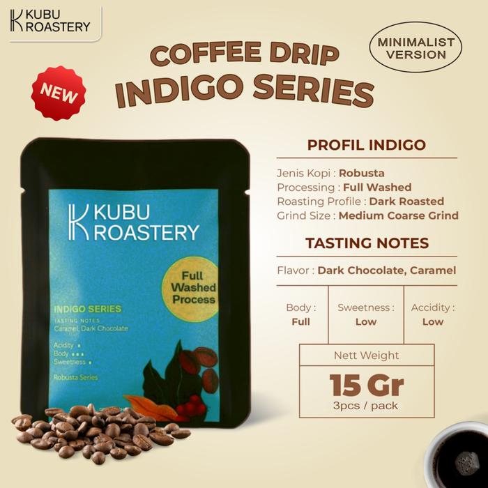 Gambar INDIGO SERIES COFFEE DRIP BAG ROBUSTA - 15 GRAM (7 PACK/BOX ) - 3 Pcs (No Box) dari Kubu Roastery undefined Tokopedia