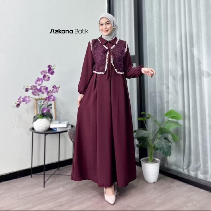 Gambar Baju Gamis Syari Wanita Terbaru Amanda Maxi Dress Termurah - Burgundy, M dari Lapak Jaya22 undefined Tokopedia