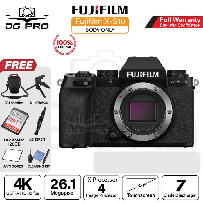 Gambar Fujifilm X-S10 Kit 18-55MM F2.8-4R OIS - XS10 - Fuji XS 10 Mirrorless - BODY ONLY, PAKET E 128GB dari DG PRO KAMERA undefined Tokopedia