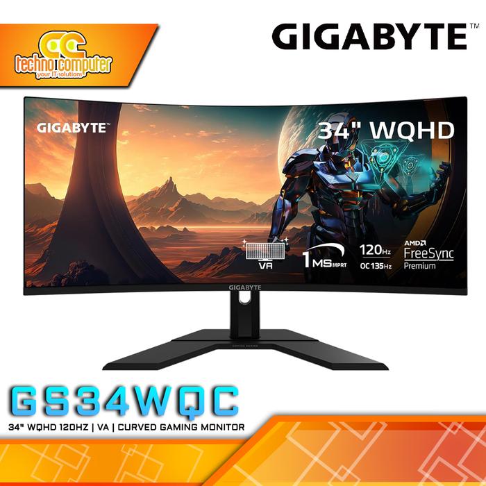 Gambar MONITOR GIGABYTE GS34WQC Curved Gaming Monitor - 34 inch, WQHD (3440 x 1440), VA, 120Hz/OC 135Hz, 1ms dari Techno Computer Bali undefined Tokopedia