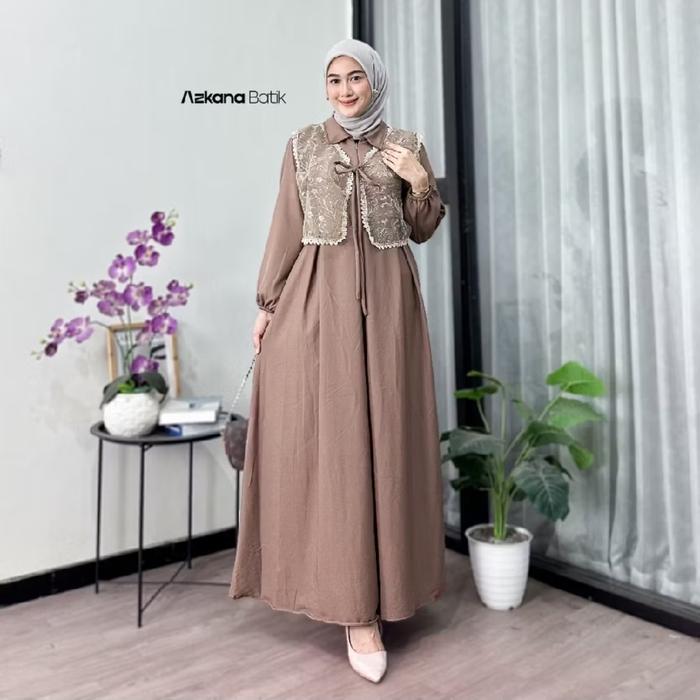Gambar Baju Gamis Syari Wanita Terbaru Amanda Maxi Dress Termurah - Nude, M dari Lapak Jaya22 undefined Tokopedia