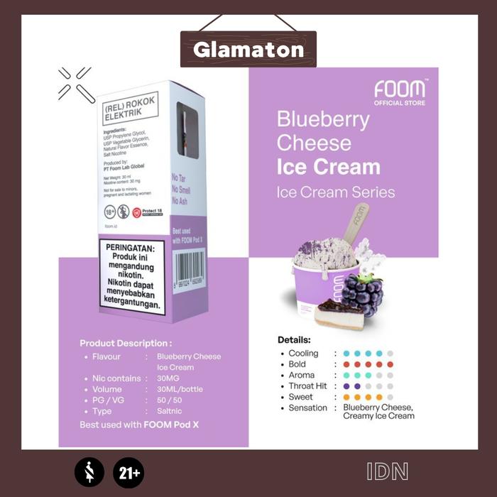 Gambar LIQUID FOOM ICE CREAM SERIES 30ML SALTNIC BY FOOM LAB GLOBAL ORIGINAL - BLUEBERRY CHESE dari glamaton88 undefined Tokopedia