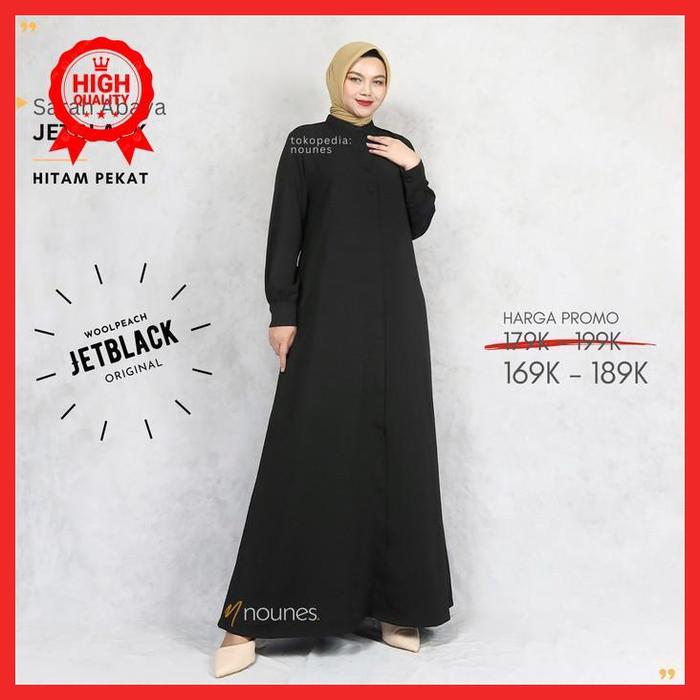 Gambar jetblack nounes sarah abaya dress gamis hitam pekat polos best quality - M dari Balqish Official Store undefined Tokopedia