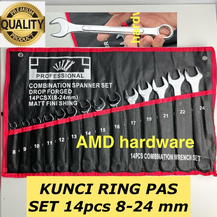 Gambar Kunci Ring Pas Set 11 pcs 8-24 mm CRV OSHO JAPAN Combination Spanners - DROP FORGED dari AMD hardware undefined Tokopedia