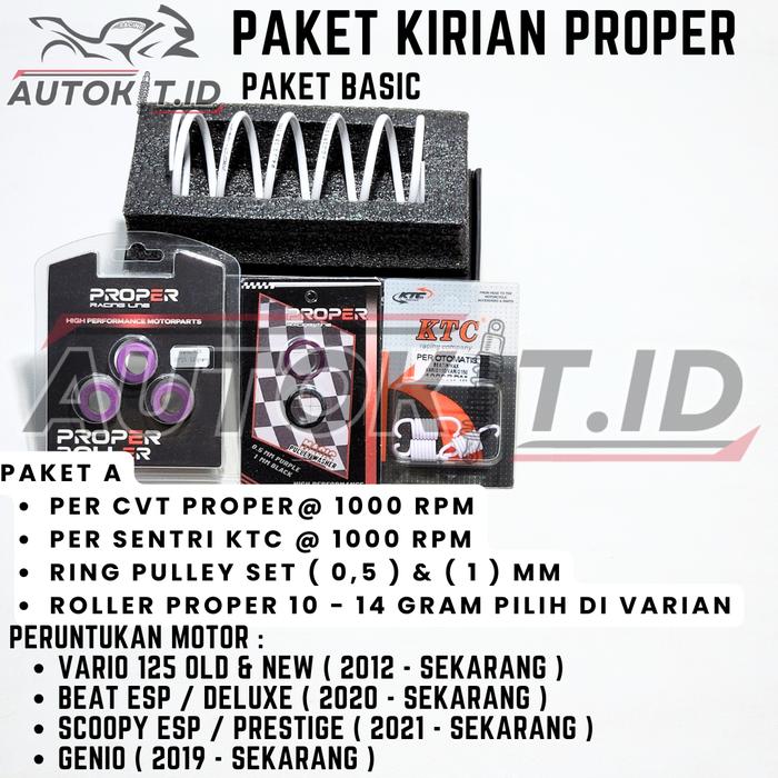 Gambar PAKET  BASIC CVT KIRIAN PROPER RACING LINE UNTUK VARIO 125, BEAT NEW DELUXE 2020, SCOOPY NEW PRESTIGE 2021, GENIO - PAKET A, 10 GRAM 6PCS dari AUTOKIT.ID undefined Tokopedia