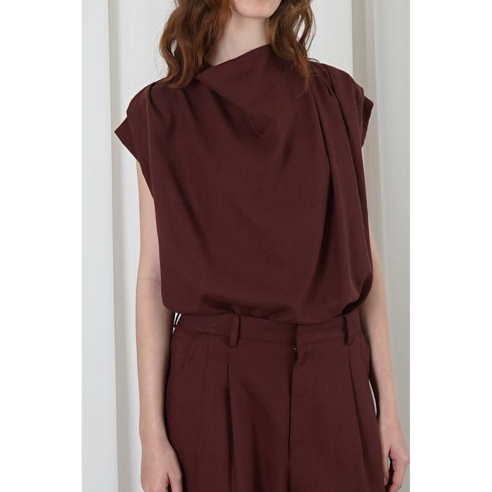 Gambar Kivee - Collis Top / Blouse Wanita / Blouse Tencel - Cocoa dari Kivee.shop undefined Tokopedia