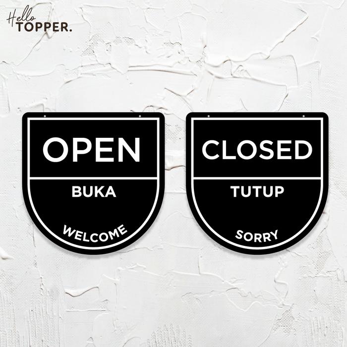 Gambar Sign Open Close Akrilik UV Print Buka Tutup Signage Acrylic Sign Board Toko Kantor Restoran Kafe Cafe - Hitam dari Hello.Topper undefined Tokopedia