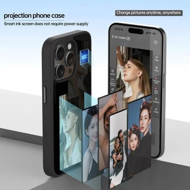 Jual BEST Smart Projection E-ink Case for iPhone 13 14 15 16 Pro