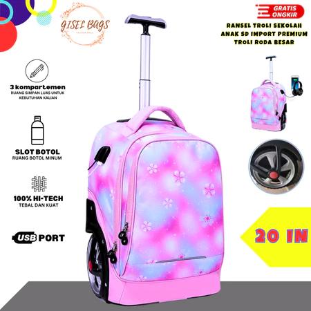 Gambar tas trolley koper anak sekolah SD SMP laki laki roda besar usb waterproof dan sangat keren - 23004 dari INASA STORE undefined Tokopedia