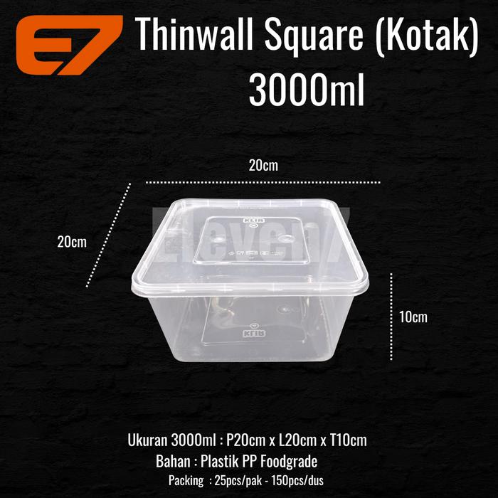 Gambar Thinwall Premium KIIP Square 3000ml - Lunch Box Plastik, Kotak Makan dari E7 PACKAGING undefined Tokopedia
