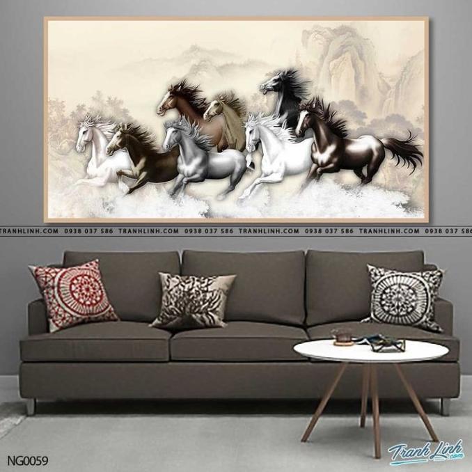 Gambar PROMO lukisan dinding ruang tamu kuda lari 8 ekor [terbaik] - 120x60cmnoframe dari HANOVER SHOP undefined Tokopedia