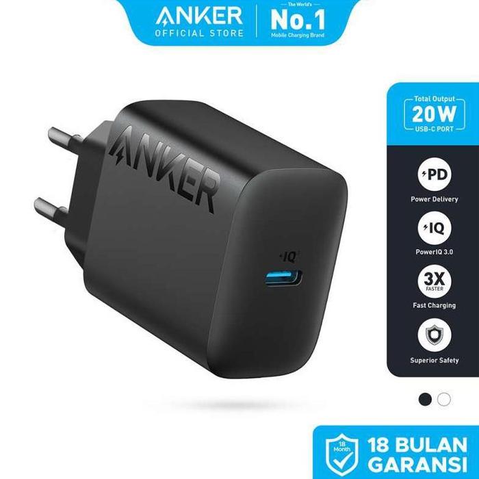 Gambar Anker Wall Charger Adaptor GaN USB Type C Lightning MFi Fast Charging PD for iPhone 15 14 13 12 11 XR 20W 30W Ice-Cooled Kabel 2 meter - 20W1P BLK dari lakpeesfa undefined Tokopedia