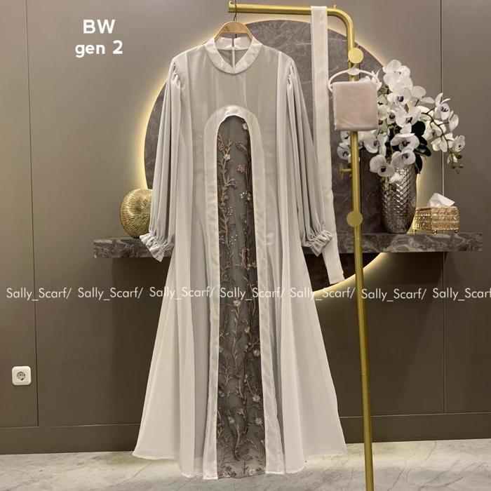 Gambar Sally Scarf Set 2in 1, zaira Dress brukat lace + hijab segi 4 /baju lebaran - Bw 2 + Hijab dari RISA COLLECTION17 undefined Tokopedia